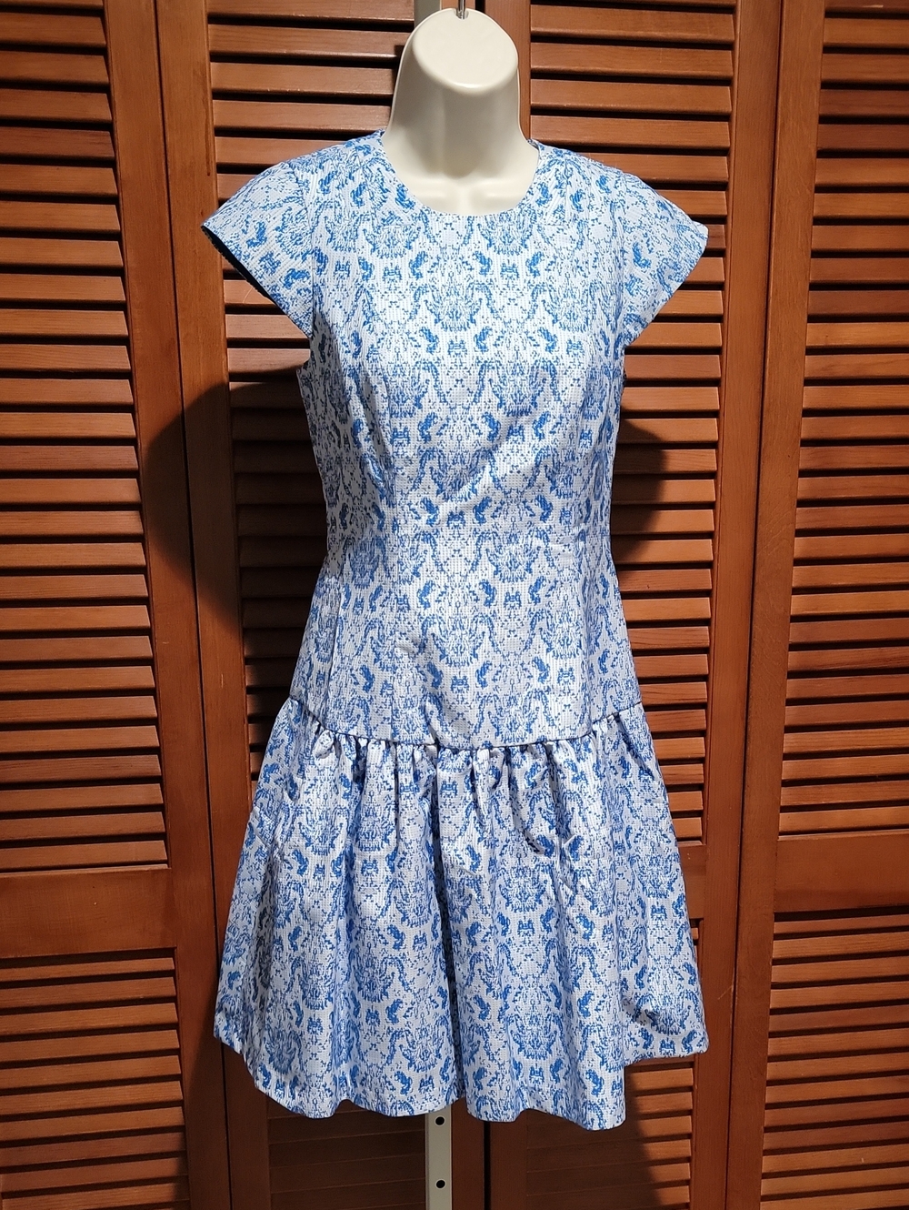 KAYA & SLOANE FLOCKED LACE DROP WAIST DRESS